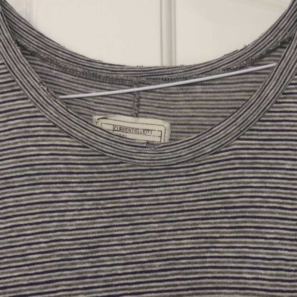 CURRENT/ELLIOTT STRIPPED DISTRESSED TOP - Picture 2 of 5